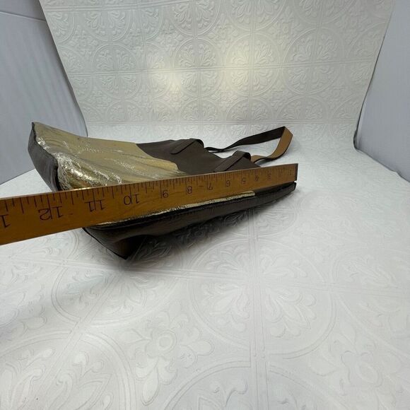 Calleen Cordero Brown Gold Metallic Genuine Leather Large Tote Bag - Picture 11 of 11